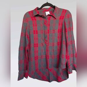 CAbi Red and Black Plaid Top
